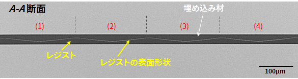 断面SEM像(加工範囲の一部)