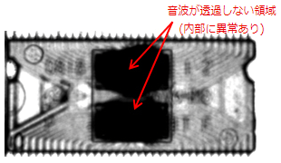 半導体パッケージ(故障品)の透過観察像