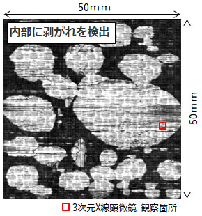 CFRP内部界面の反射観察像