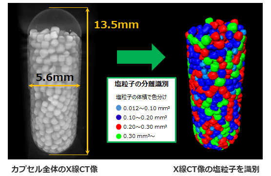 カプセル全体のX線CT像の塩粒子を識別