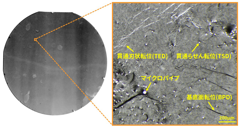 SiC 4インチウェーハの全面トポグラフィー像