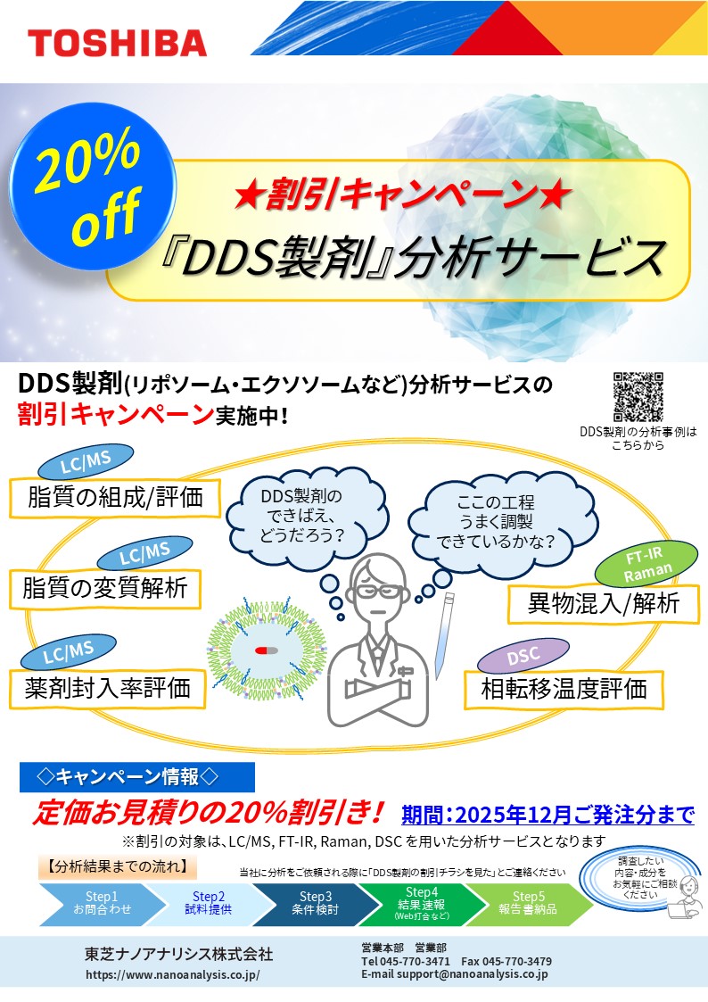 DDS製剤分析サービスの割引キャンペーン実施中！